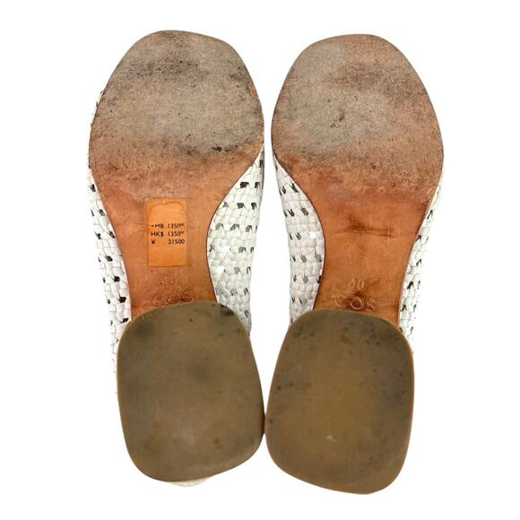 COS Women's White Weave Braided Leather Block Heel Slip-On Pumps Shoes 40 US 9 - Picture 4 of 8